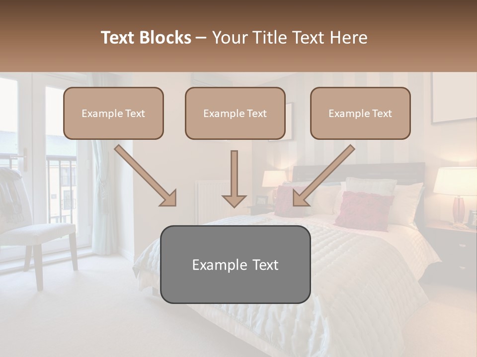 A Bed Room With A Neatly Made Bed And A Chair PowerPoint Template