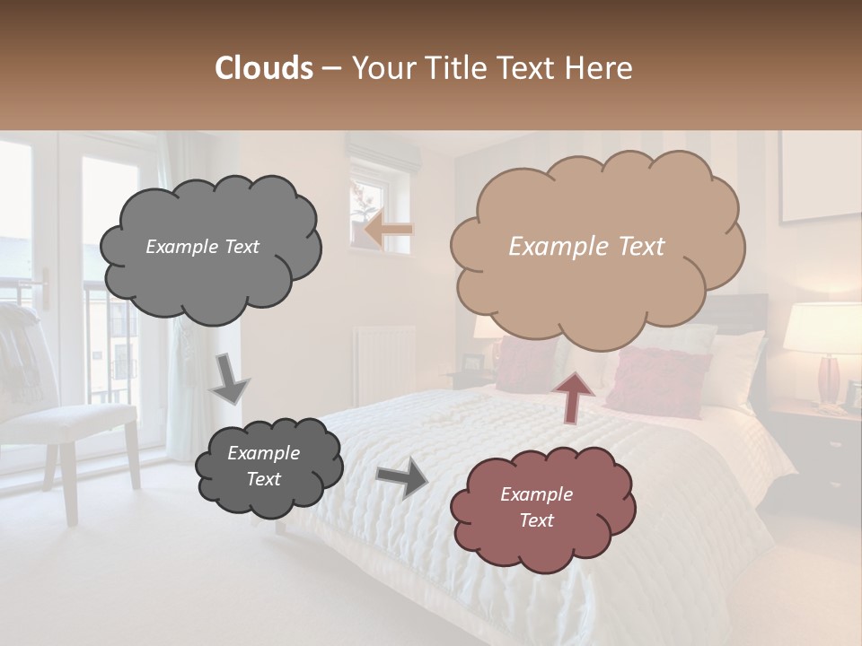 A Bed Room With A Neatly Made Bed And A Chair PowerPoint Template