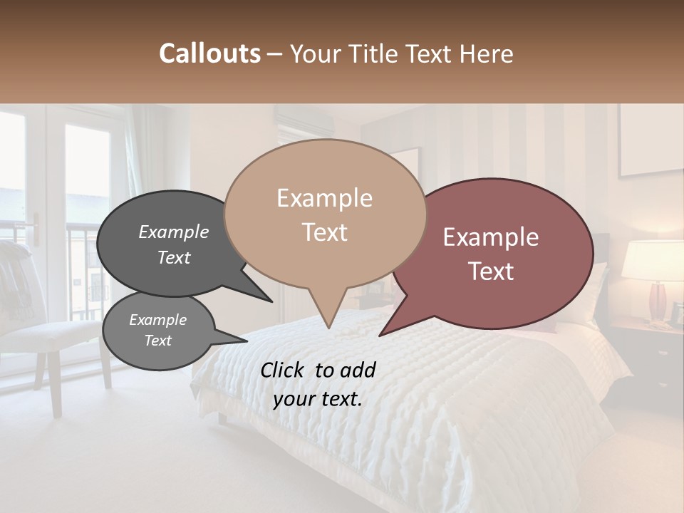 A Bed Room With A Neatly Made Bed And A Chair PowerPoint Template