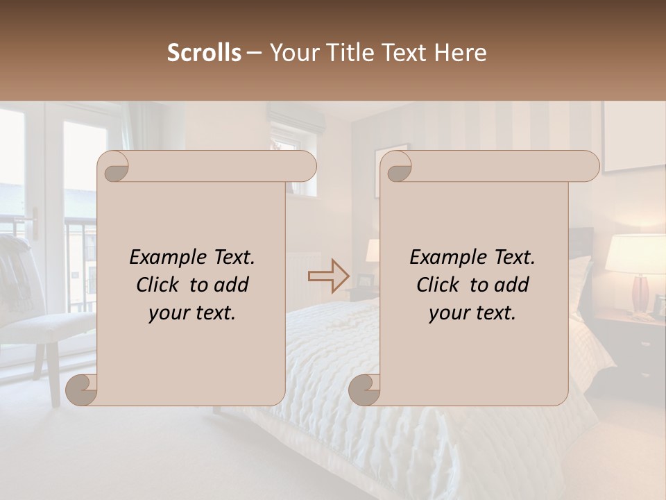 A Bed Room With A Neatly Made Bed And A Chair PowerPoint Template