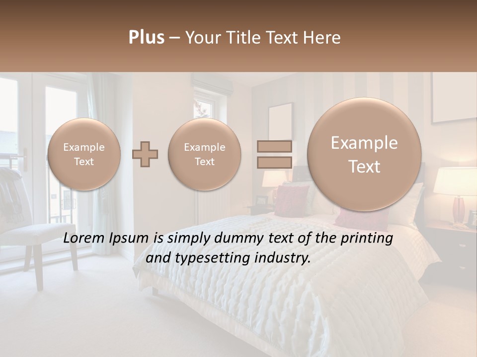 A Bed Room With A Neatly Made Bed And A Chair PowerPoint Template
