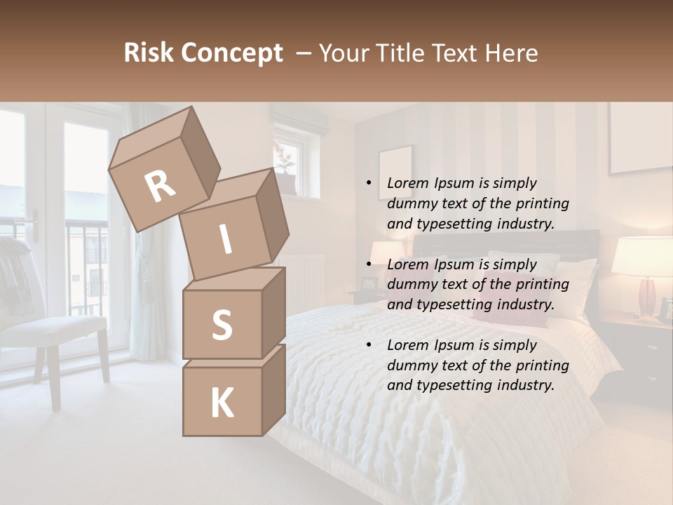 A Bed Room With A Neatly Made Bed And A Chair PowerPoint Template