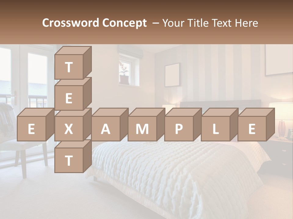 A Bed Room With A Neatly Made Bed And A Chair PowerPoint Template