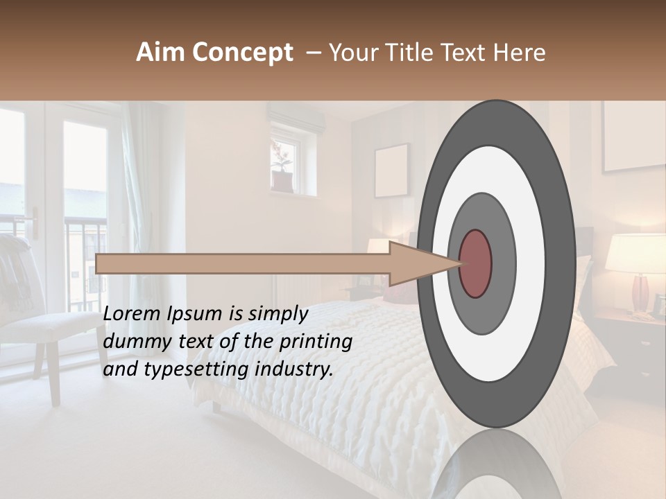 A Bed Room With A Neatly Made Bed And A Chair PowerPoint Template