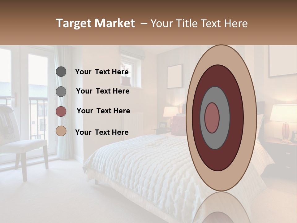 A Bed Room With A Neatly Made Bed And A Chair PowerPoint Template