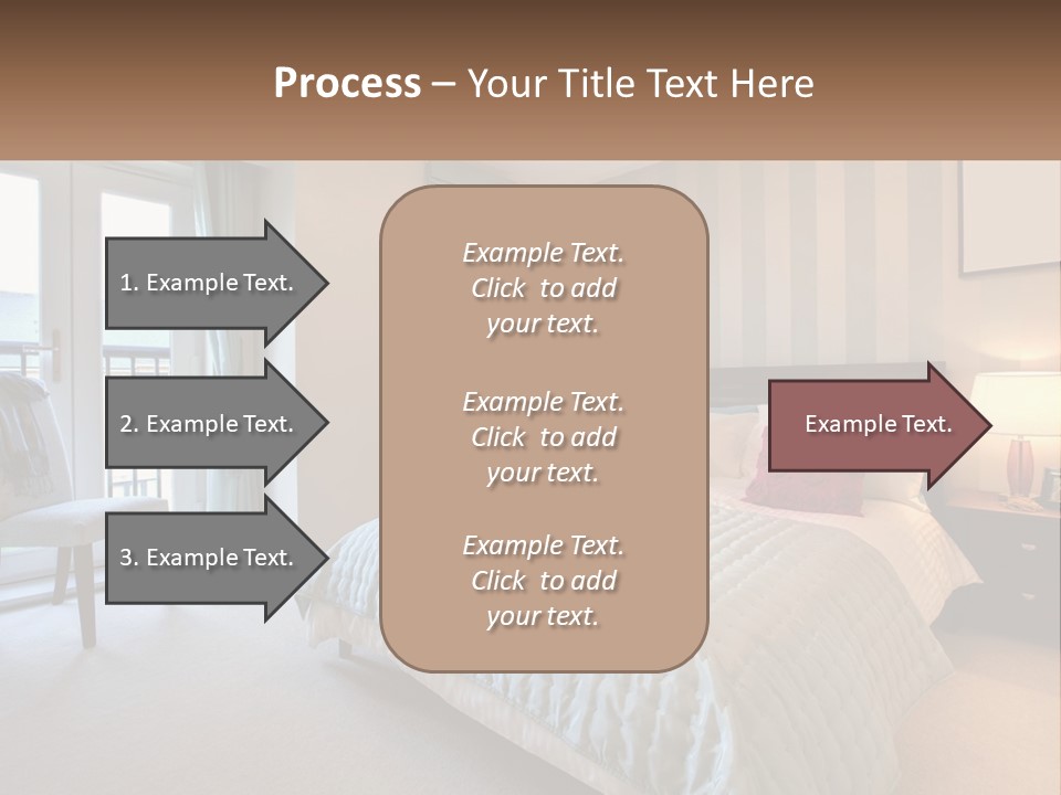 A Bed Room With A Neatly Made Bed And A Chair PowerPoint Template