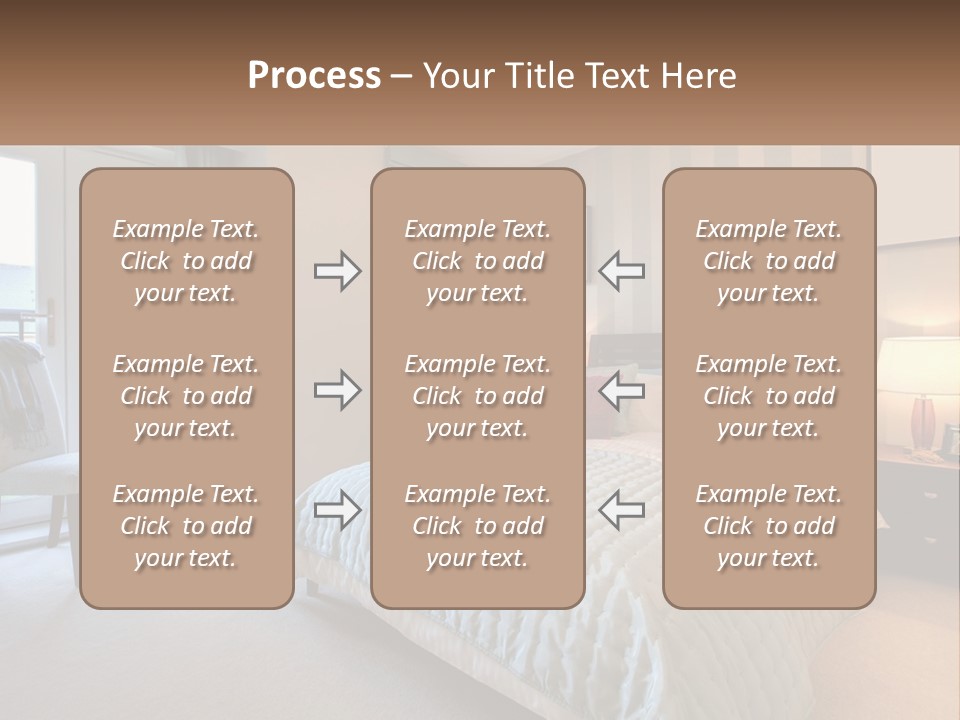 A Bed Room With A Neatly Made Bed And A Chair PowerPoint Template