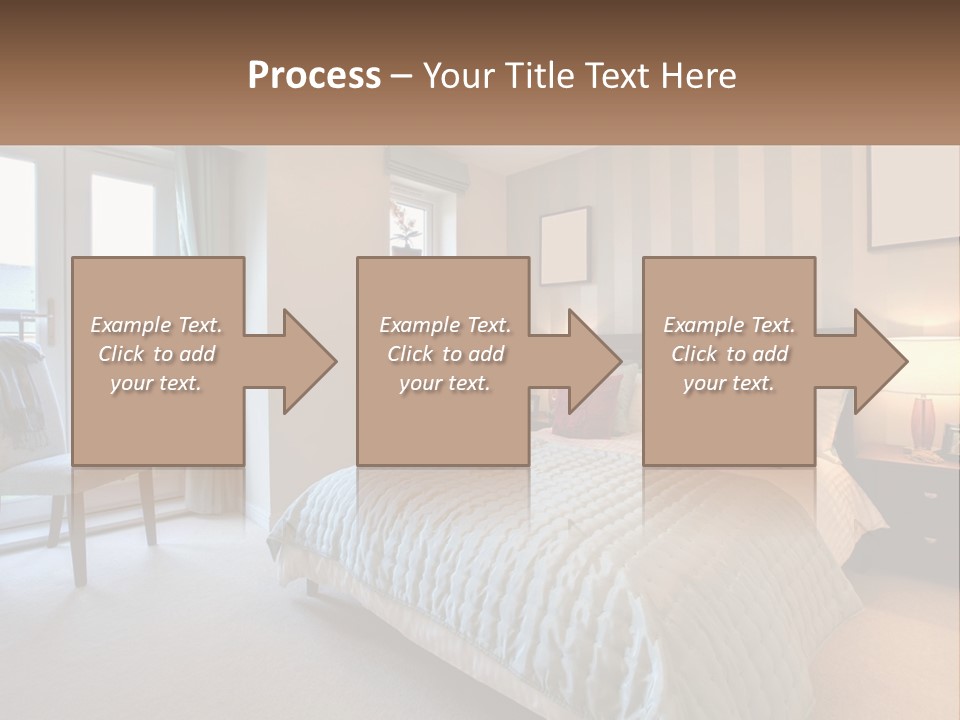 A Bed Room With A Neatly Made Bed And A Chair PowerPoint Template