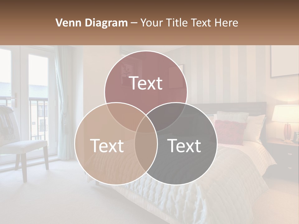 A Bed Room With A Neatly Made Bed And A Chair PowerPoint Template