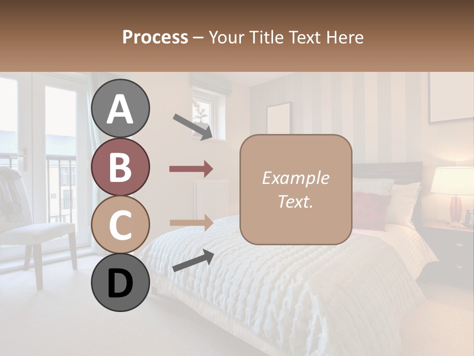 A Bed Room With A Neatly Made Bed And A Chair PowerPoint Template