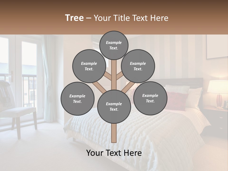 A Bed Room With A Neatly Made Bed And A Chair PowerPoint Template