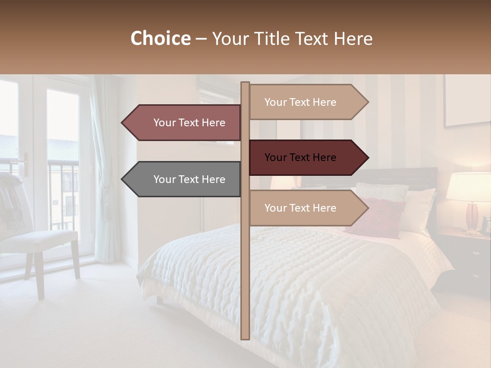 A Bed Room With A Neatly Made Bed And A Chair PowerPoint Template