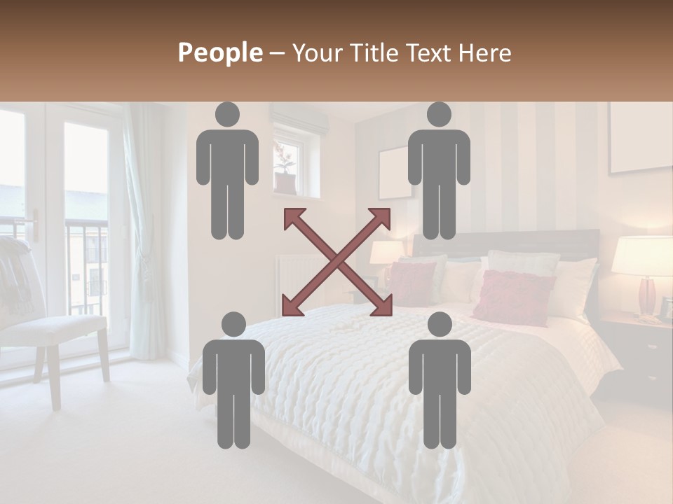 A Bed Room With A Neatly Made Bed And A Chair PowerPoint Template