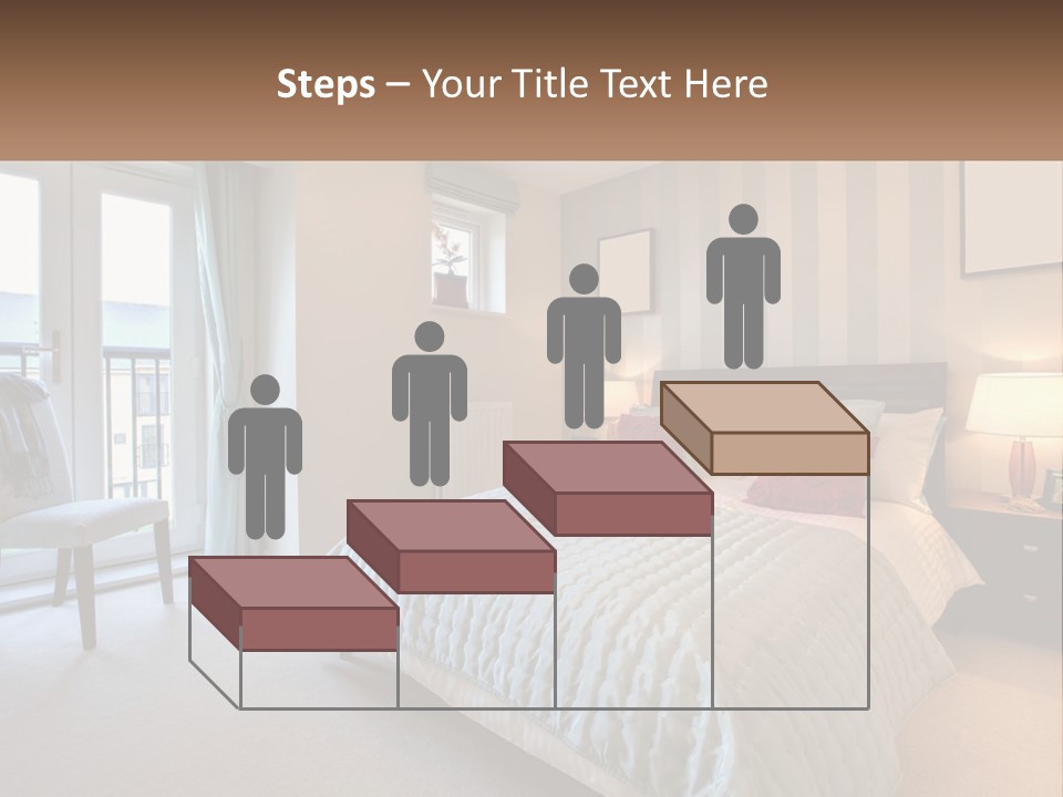 A Bed Room With A Neatly Made Bed And A Chair PowerPoint Template