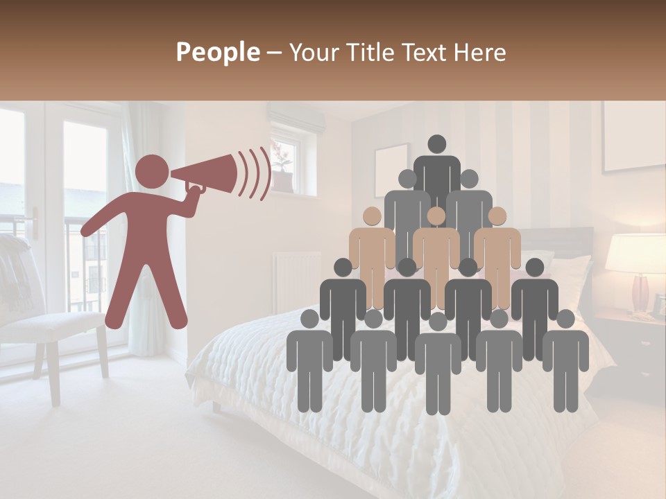 A Bed Room With A Neatly Made Bed And A Chair PowerPoint Template