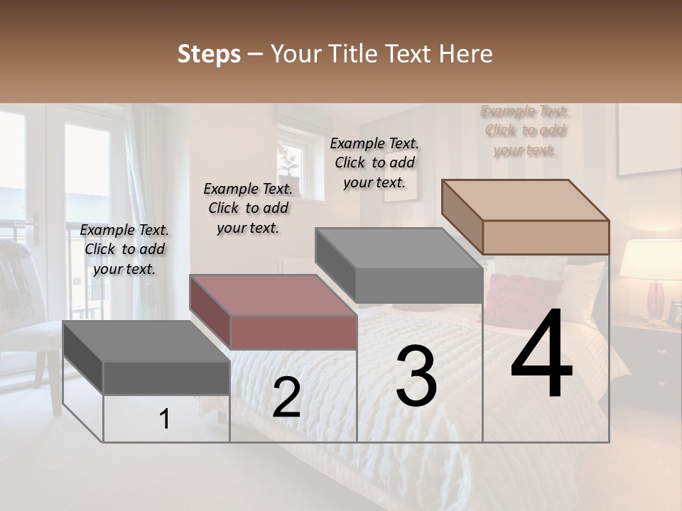 A Bed Room With A Neatly Made Bed And A Chair PowerPoint Template