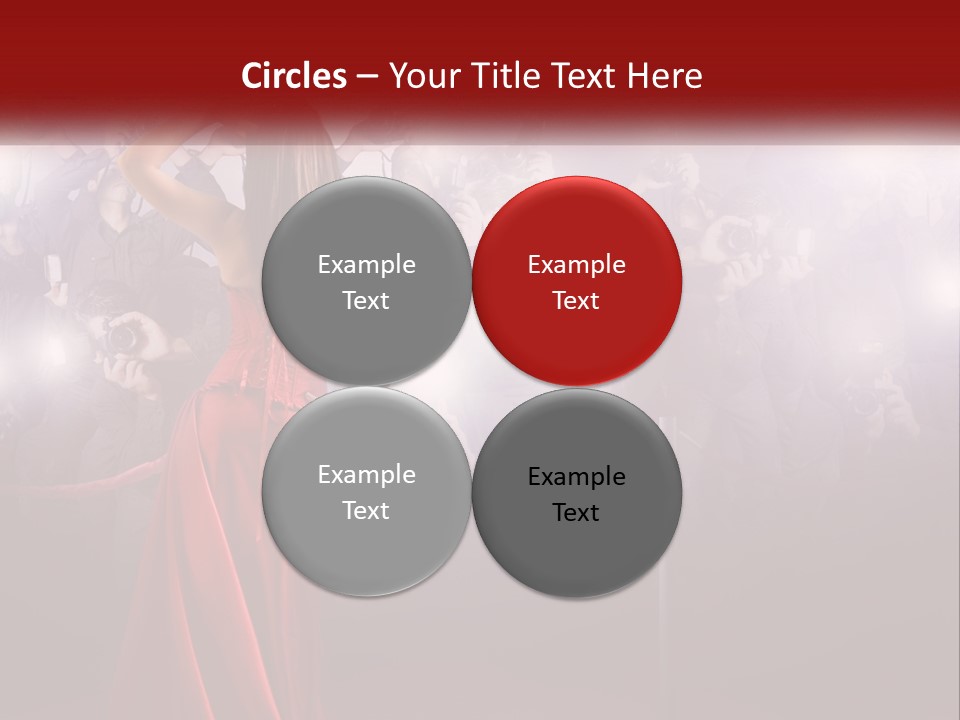 A Woman In A Red Dress Standing In Front Of A Crowd PowerPoint Template