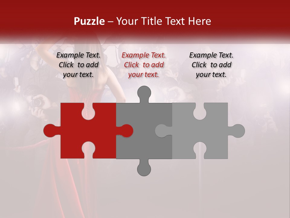 A Woman In A Red Dress Standing In Front Of A Crowd PowerPoint Template