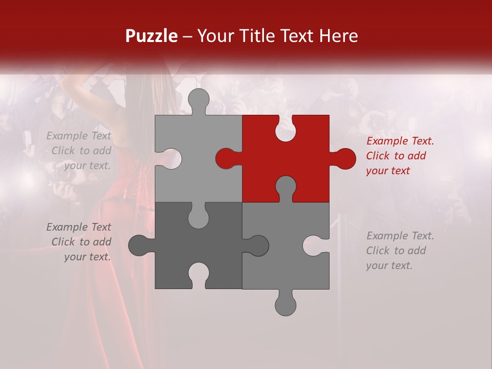 A Woman In A Red Dress Standing In Front Of A Crowd PowerPoint Template