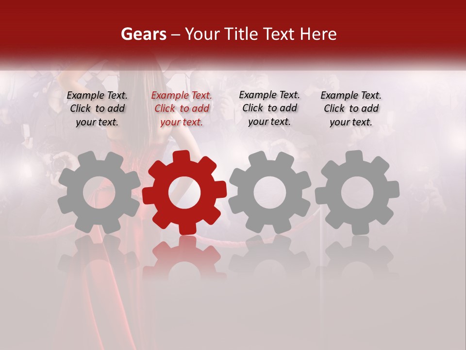 A Woman In A Red Dress Standing In Front Of A Crowd PowerPoint Template