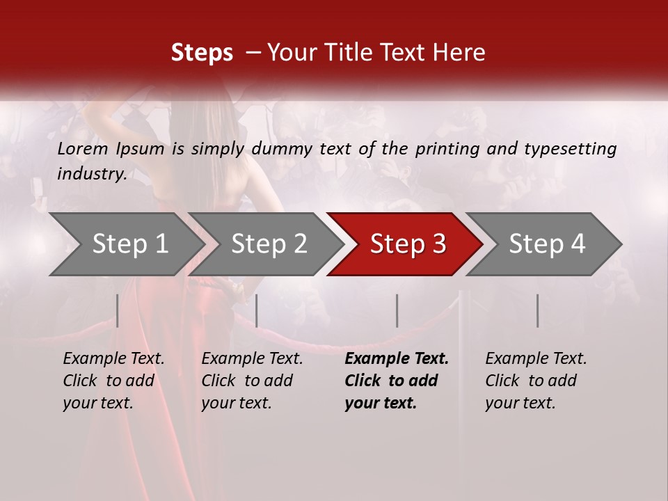 A Woman In A Red Dress Standing In Front Of A Crowd PowerPoint Template