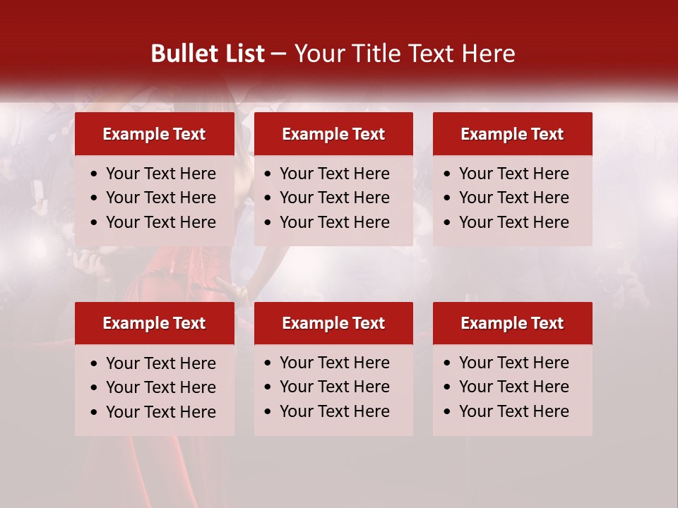 A Woman In A Red Dress Standing In Front Of A Crowd PowerPoint Template