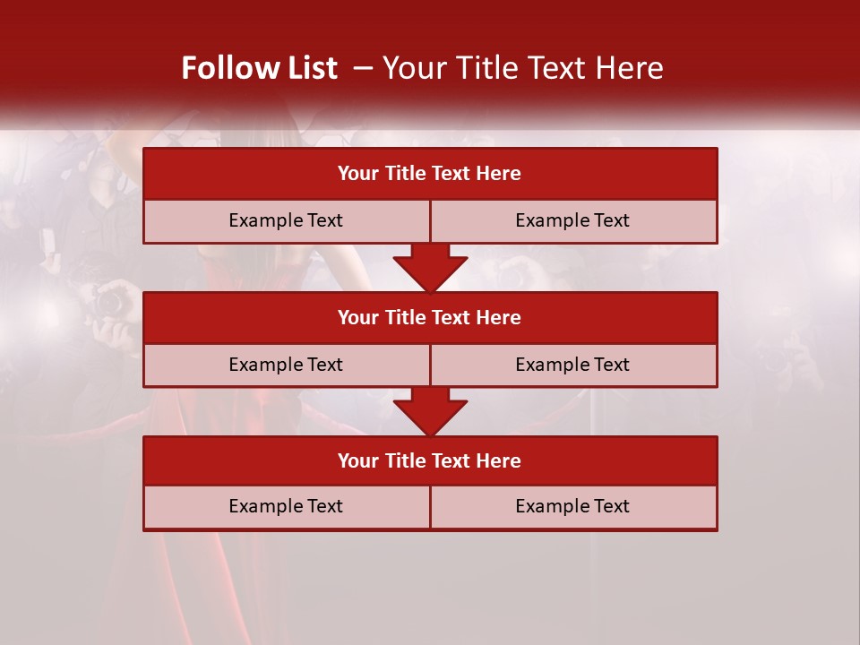 A Woman In A Red Dress Standing In Front Of A Crowd PowerPoint Template