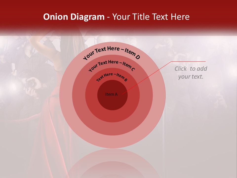 A Woman In A Red Dress Standing In Front Of A Crowd PowerPoint Template