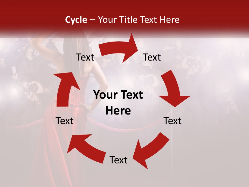 A Woman In A Red Dress Standing In Front Of A Crowd PowerPoint Template