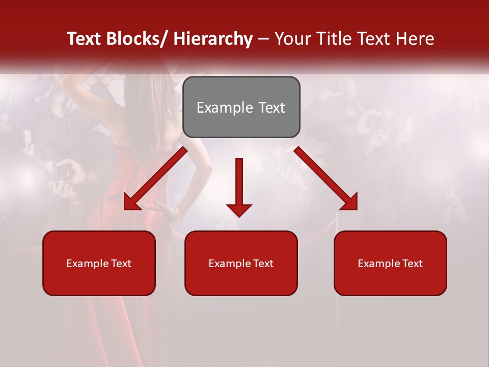 A Woman In A Red Dress Standing In Front Of A Crowd PowerPoint Template