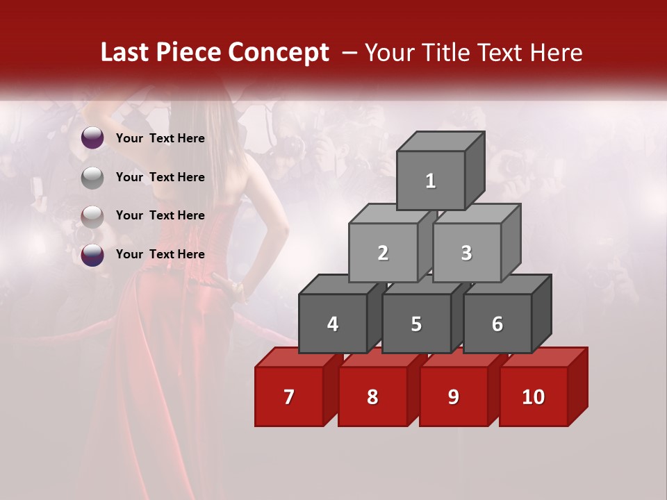 A Woman In A Red Dress Standing In Front Of A Crowd PowerPoint Template