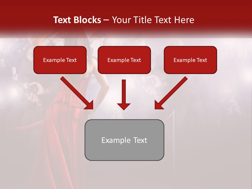 A Woman In A Red Dress Standing In Front Of A Crowd PowerPoint Template