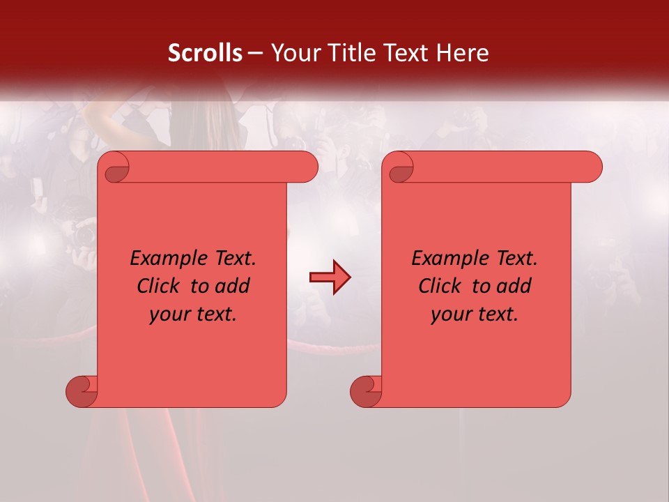 A Woman In A Red Dress Standing In Front Of A Crowd PowerPoint Template