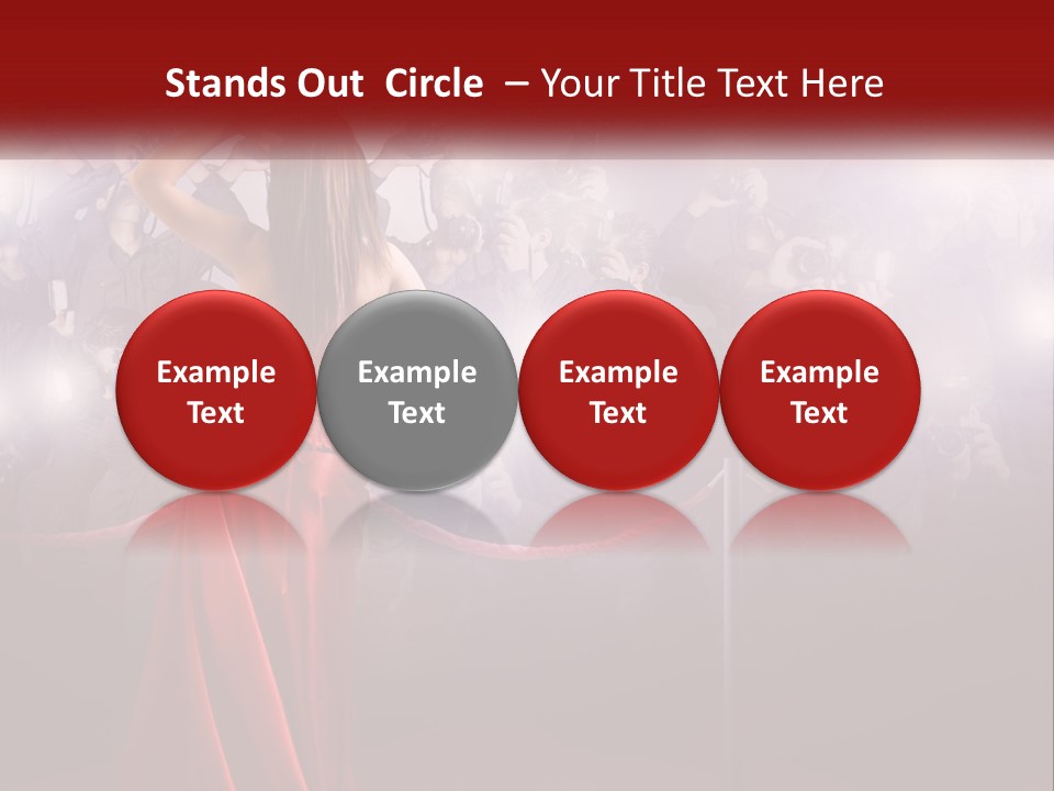 A Woman In A Red Dress Standing In Front Of A Crowd PowerPoint Template
