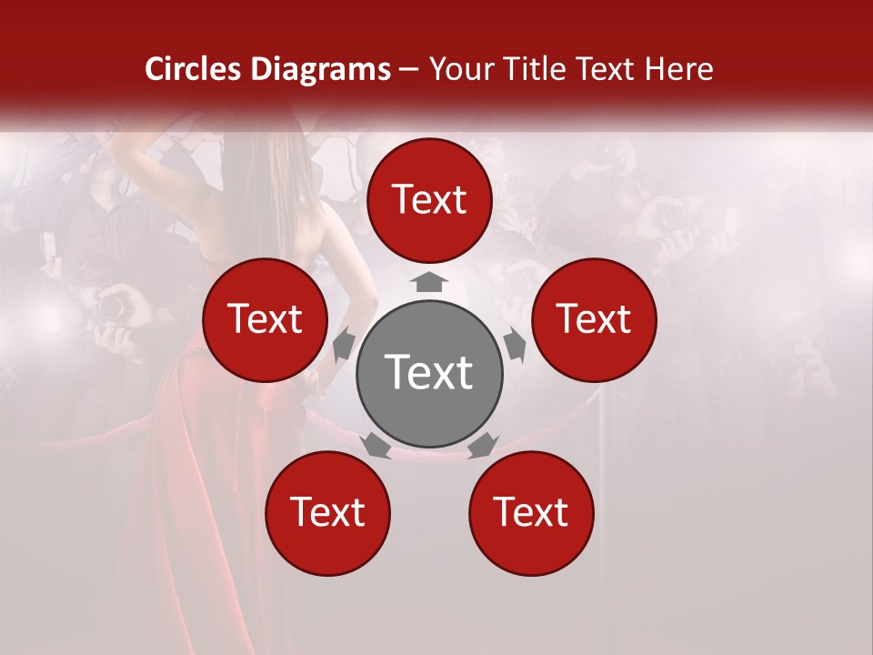 A Woman In A Red Dress Standing In Front Of A Crowd PowerPoint Template