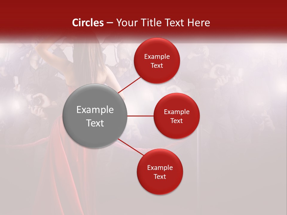 A Woman In A Red Dress Standing In Front Of A Crowd PowerPoint Template