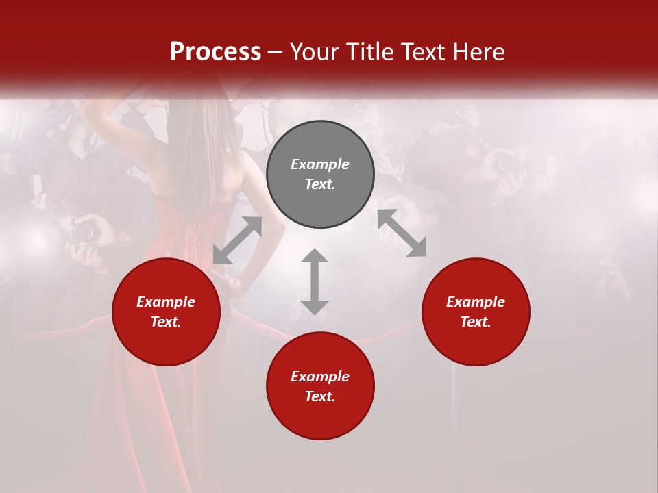A Woman In A Red Dress Standing In Front Of A Crowd PowerPoint Template