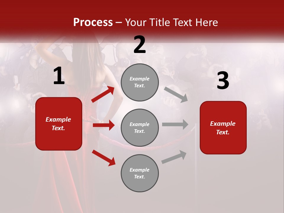 A Woman In A Red Dress Standing In Front Of A Crowd PowerPoint Template