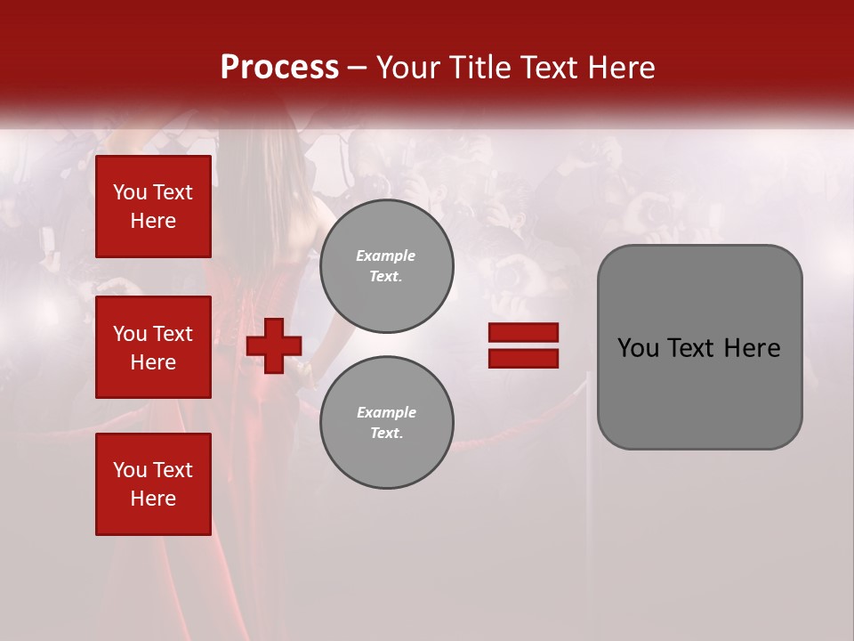 A Woman In A Red Dress Standing In Front Of A Crowd PowerPoint Template