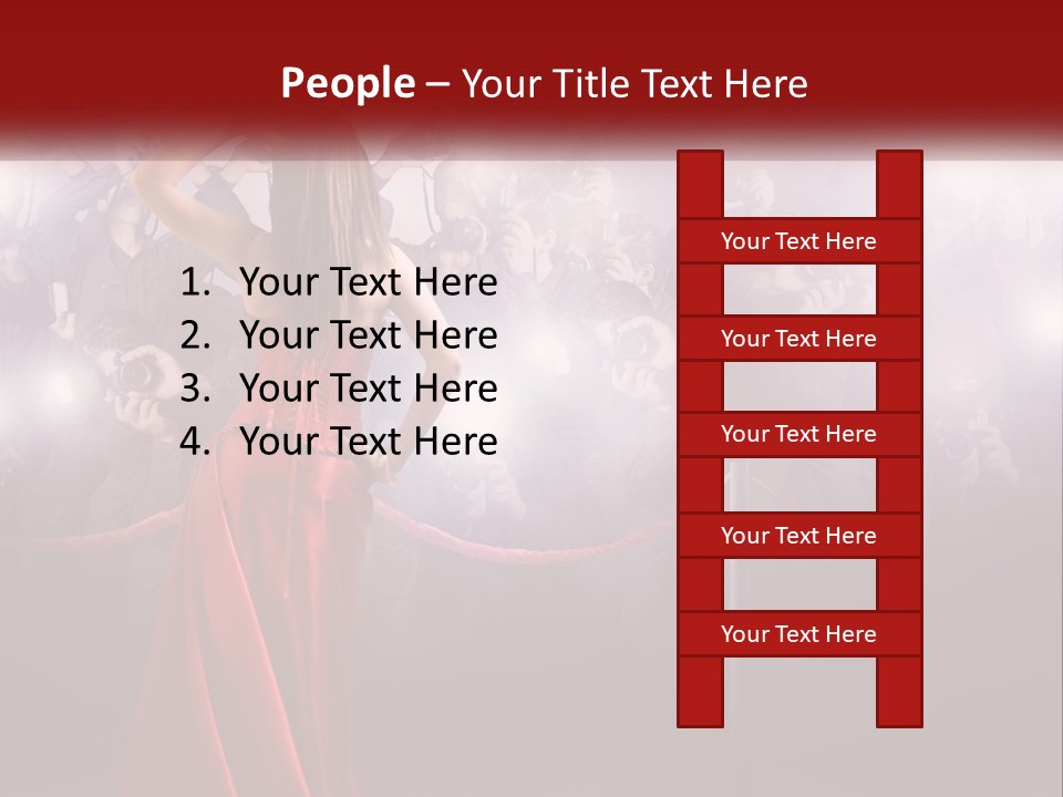 A Woman In A Red Dress Standing In Front Of A Crowd PowerPoint Template