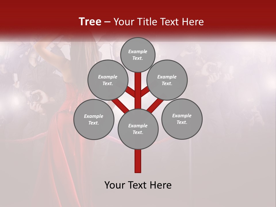 A Woman In A Red Dress Standing In Front Of A Crowd PowerPoint Template