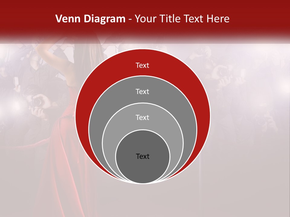 A Woman In A Red Dress Standing In Front Of A Crowd PowerPoint Template