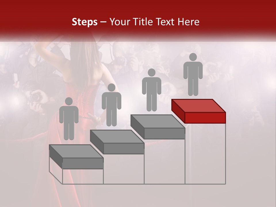 A Woman In A Red Dress Standing In Front Of A Crowd PowerPoint Template