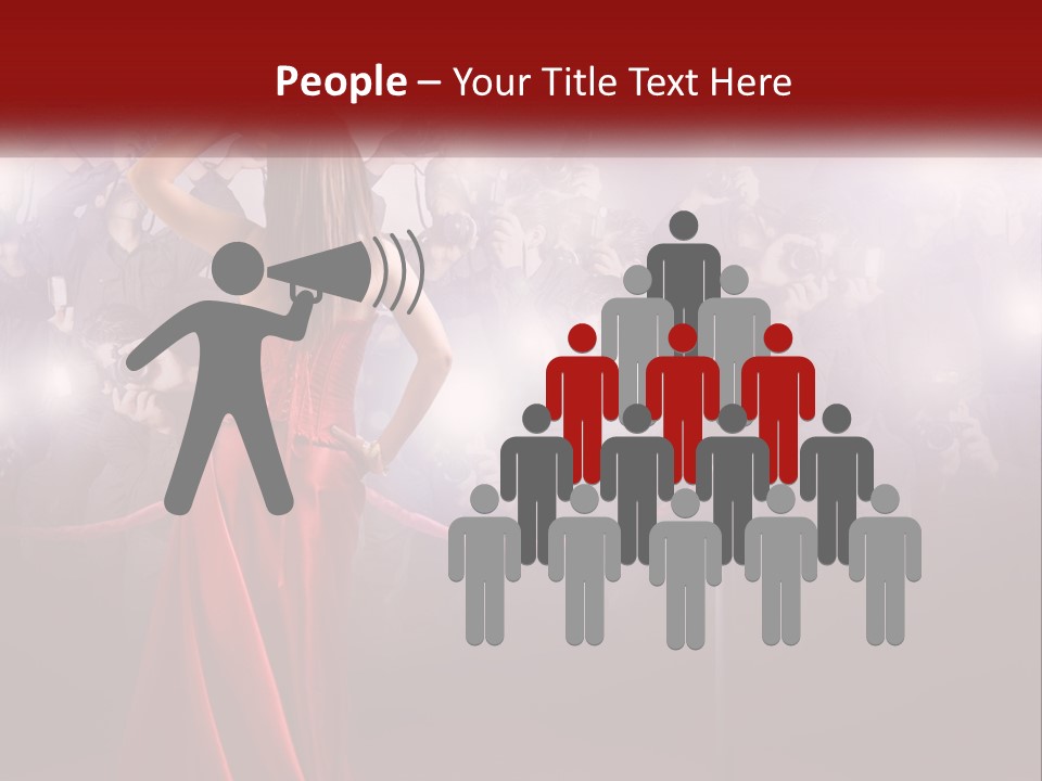 A Woman In A Red Dress Standing In Front Of A Crowd PowerPoint Template