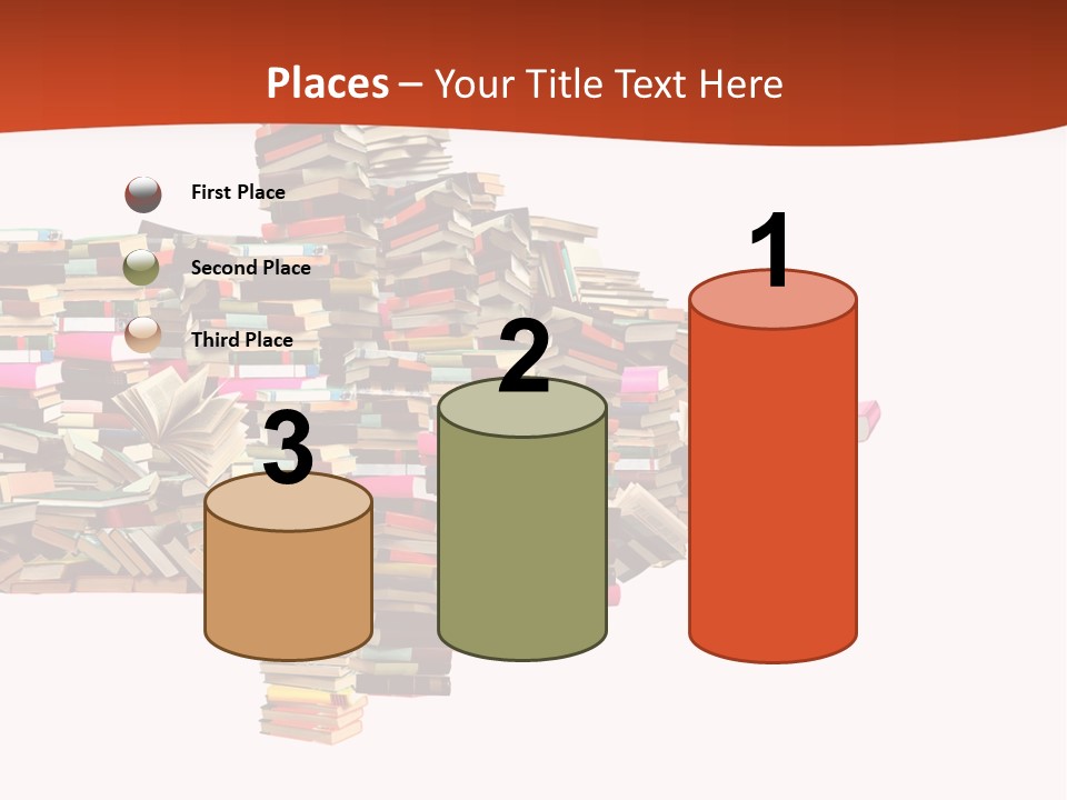 A Large Pile Of Books In The Shape Of A Map PowerPoint Template