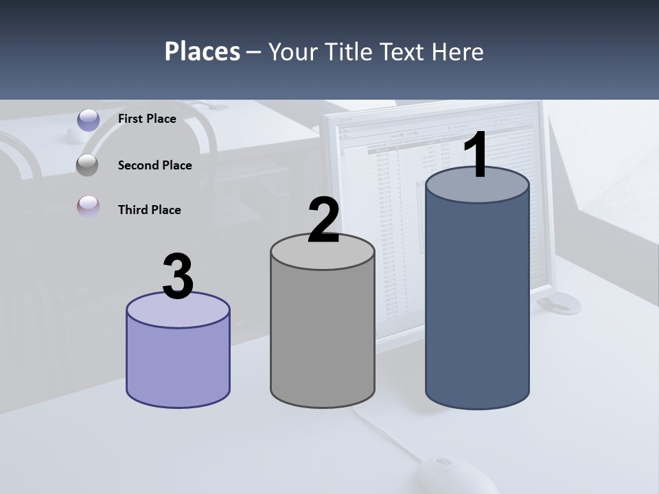 A Computer Monitor Sitting On Top Of A Desk PowerPoint Template