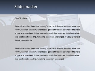 A Computer Monitor Sitting On Top Of A Desk PowerPoint Template