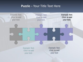 A Computer Monitor Sitting On Top Of A Desk PowerPoint Template