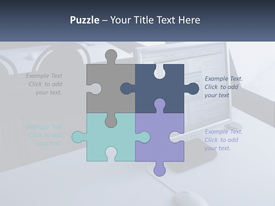 A Computer Monitor Sitting On Top Of A Desk PowerPoint Template