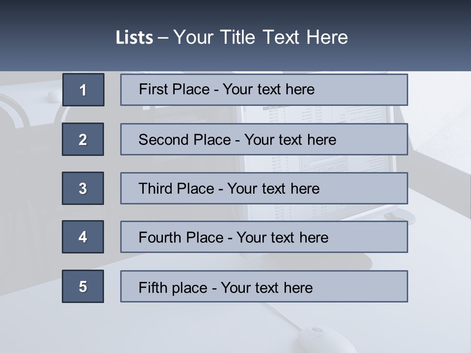 A Computer Monitor Sitting On Top Of A Desk PowerPoint Template